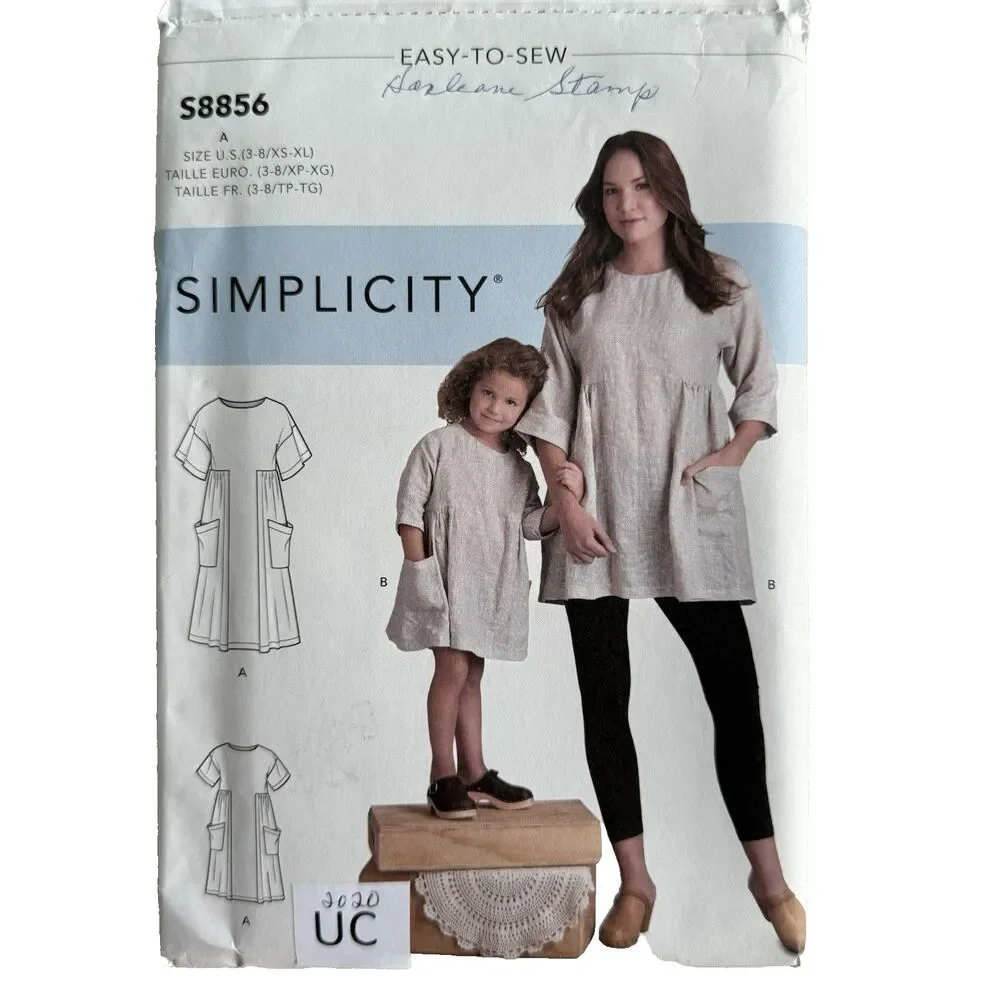 Simplicity EASY Pattern 8856 Mommy & Me Dress & Tunic Misses 6-24 Girls 3-8 UC